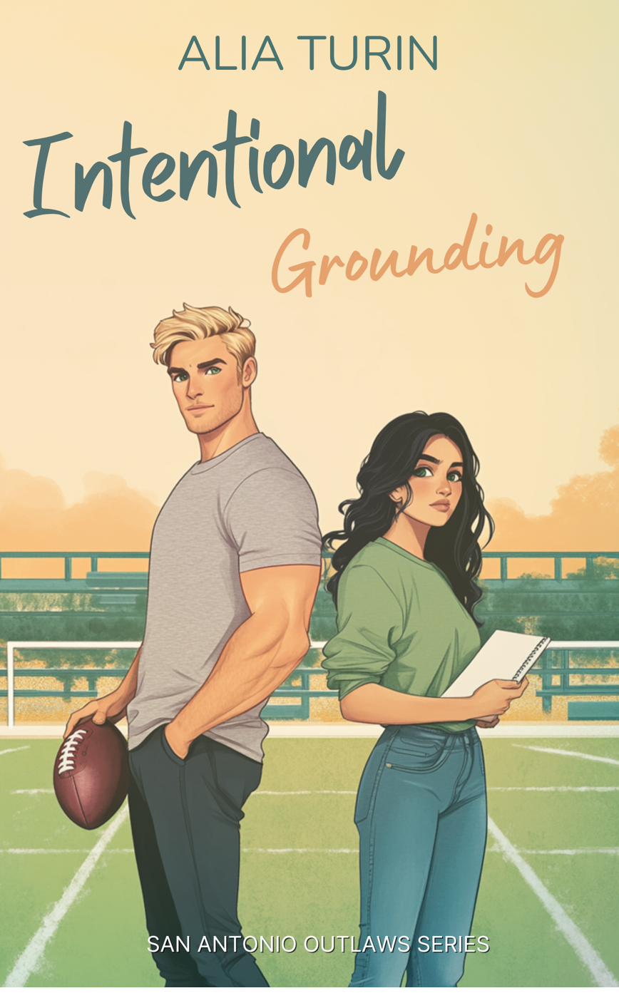 Intentional Grounding book cover — a quarterback and a woman embracing under stadium lights